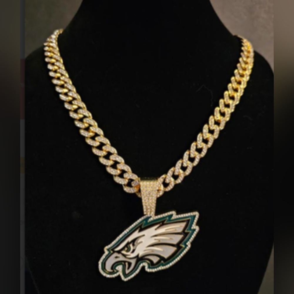 Eagles Football Helmet Or Eagle Pendant Necklace 20 Or 24 Gold Or Silver - Picture 7 of 7